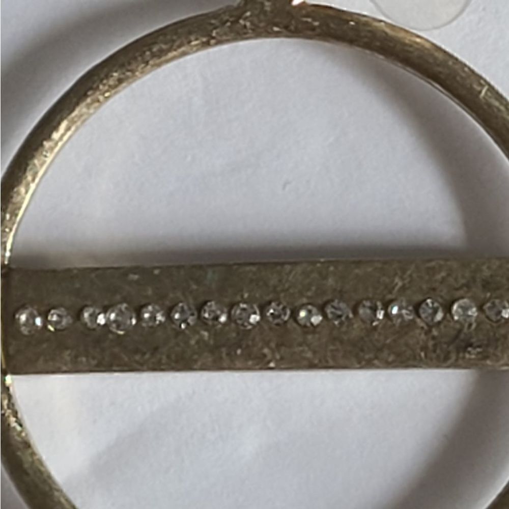 Gold Tone Circular Hoop Rhinestone Accent Post Earrings - Picture 7 of 10